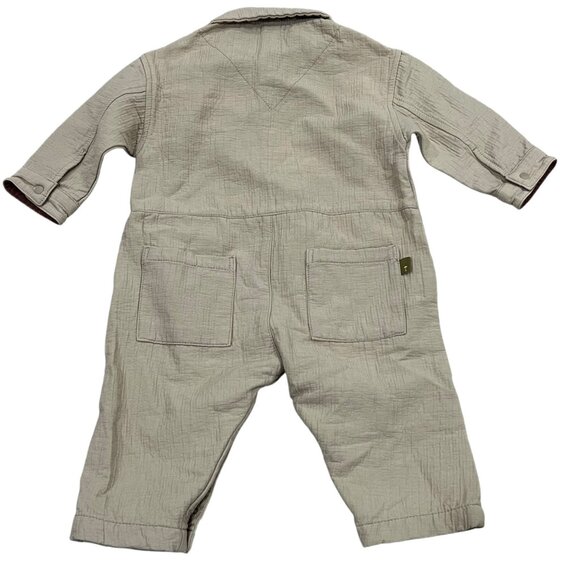 Baby Moi Moln 18-24 Months Cotton Linen Blend Jumpsuit With Dachshund Embroidery - Picture 2 of 5